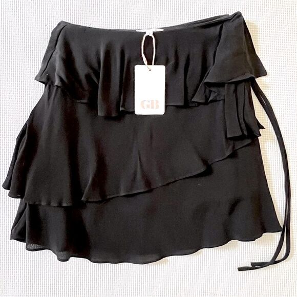 Gianni Bini Women's black tiered miniskirt Layer free-flowing ties-xs/small NWT - Picture 15 of 15